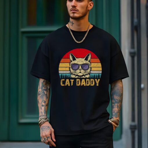 retro cat daddy shirt for men funny cat dad t shirt wilderness style cute tee for cat owners best gifts for cat dads iynrd