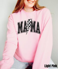 retro checkered lightning bolt mama sweatshirt for moms trendy mama shirt first time mom gift mothers day shirts ctf4f