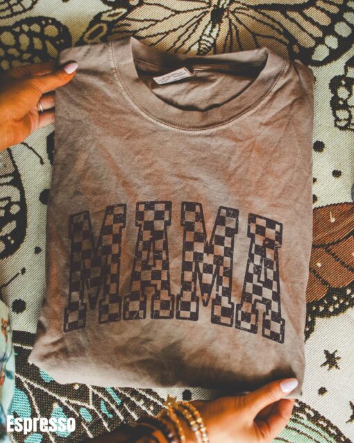 retro checkered mama shirt for mom birthday gift funny mom life t shirt mothers day shirt personalized mom gifts ge5pt