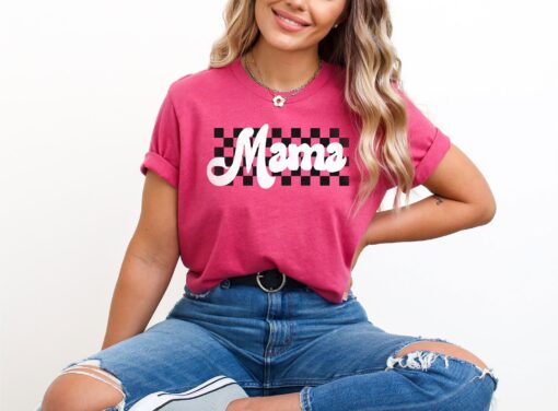retro checkered mama shirt trendy mom t shirt for mothers day cool mom shirt unique motherhood apparel q8a7p