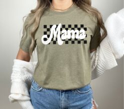 retro checkered mama shirt trendy mom t shirt for mothers day cool mom shirt unique motherhood apparel wbvgd