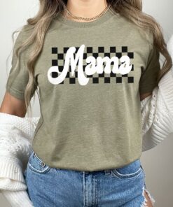 retro checkered mama shirt trendy mom t shirt for mothers day cool mom shirt unique motherhood apparel wbvgd