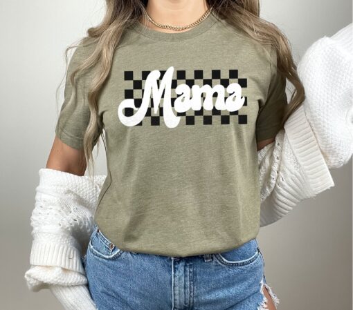 retro checkered mama shirt trendy mom t shirt for mothers day cool mom shirt unique motherhood apparel wbvgd