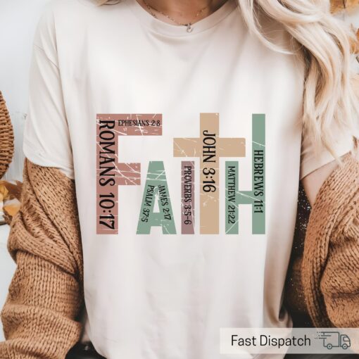 retro christian faith shirt with bible verse trendy cross tee for christians boho style apparel and gifts z23mh