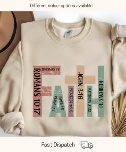 retro christian faith sweatshirt with bible verse cross design for trendy christians and church friends puhkz