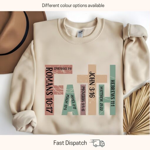 retro christian faith sweatshirt with bible verse cross design for trendy christians and church friends puhkz