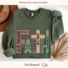 retro christian faith sweatshirt with bible verse cross design for trendy christians and church friends yg282