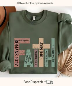 retro christian faith sweatshirt with bible verse cross design for trendy christians and church friends yg282