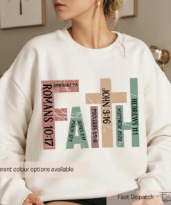 retro christian faith sweatshirt with bible verse trendy cross shirt for church friends unique christian gifts swndt