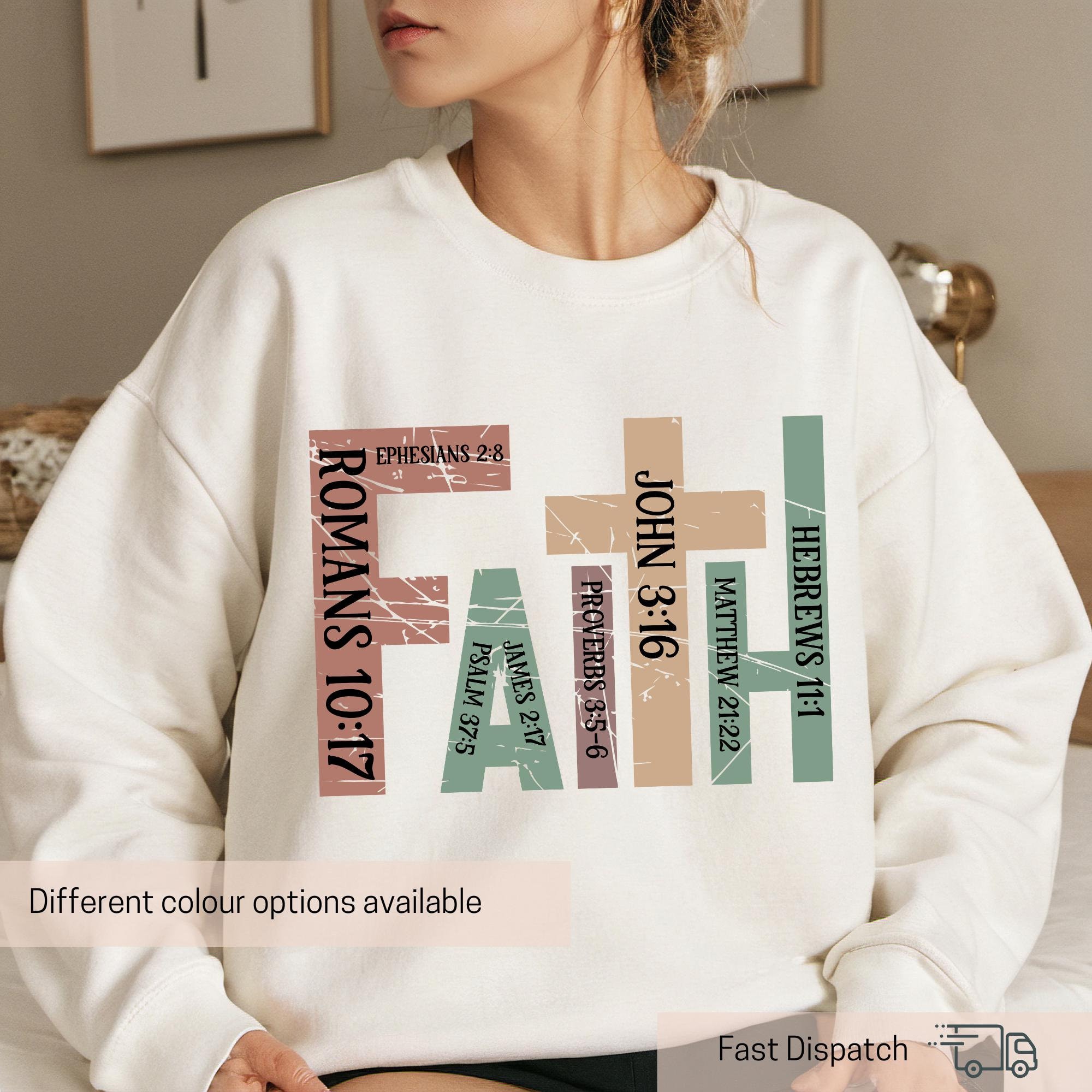 retro christian faith sweatshirt with bible verse trendy cross shirt for church friends unique christian gifts swndt