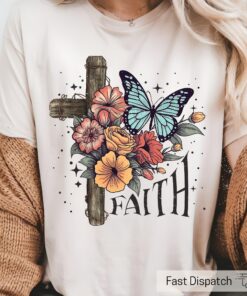 retro christian faith t shirt with bible verse trendy cross design for christians boho style top tsui4