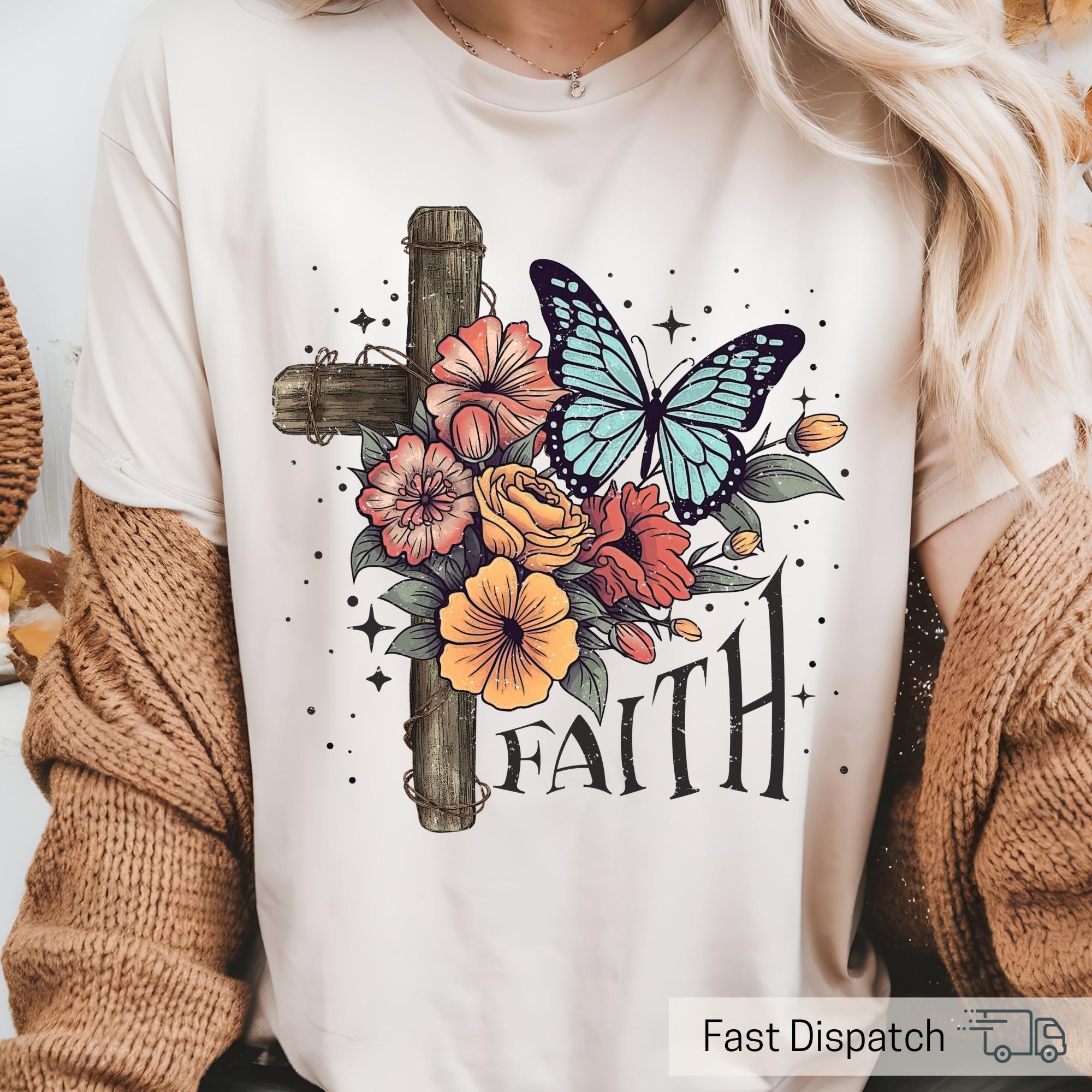 retro christian faith t shirt with bible verse trendy cross design for christians boho style top tsui4