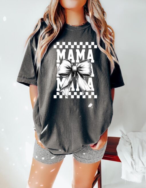 retro coquette bow mama shirt for moms pregnancy announcement mom life shirt best mom ever gift for mothers day