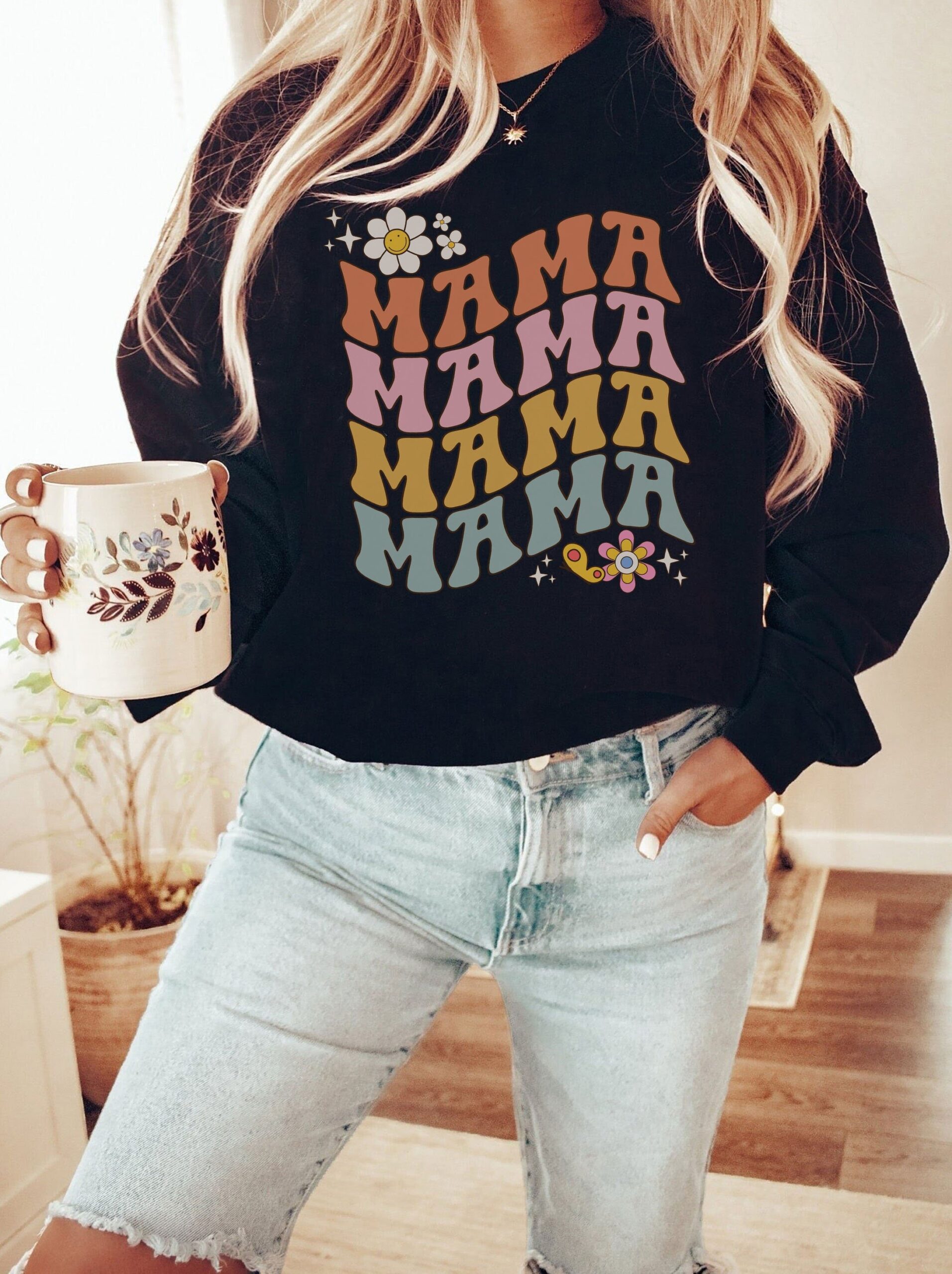 retro floral mama sweatshirt for mom life funny mom shirt gift for mothers day vintage floral design gm3xk scaled
