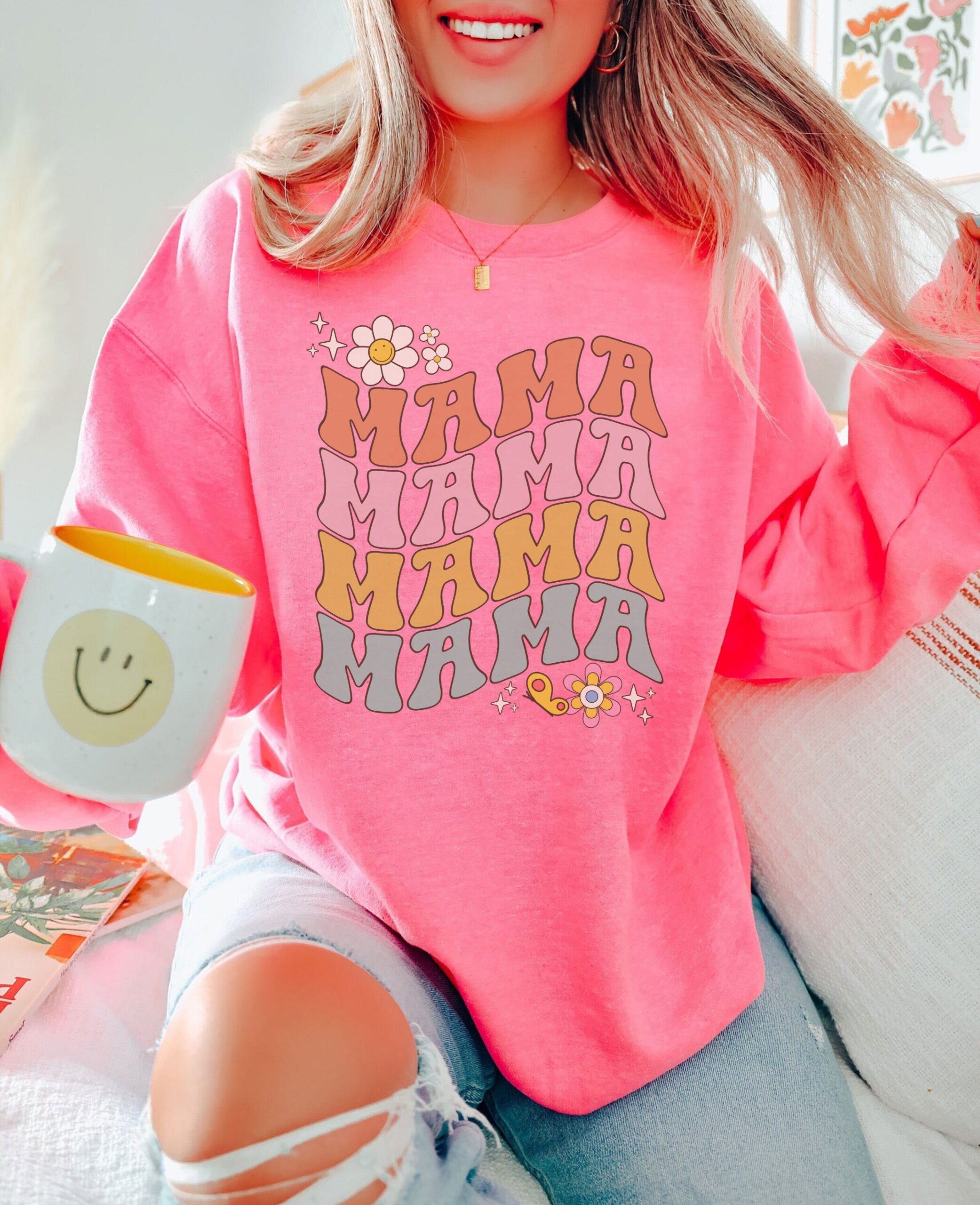 retro floral mama sweatshirt for mom life funny mom shirt gift for mothers day vintage floral design y8ngd scaled