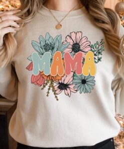 retro floral mama sweatshirt for mothers day cute mom shirt vintage style perfect for moms and gifts jjoyl