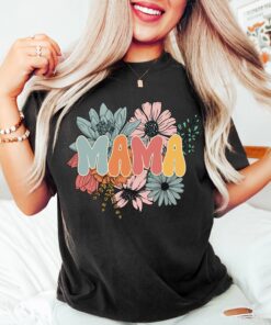 retro floral mama t shirt for mothers day cute mom life shirt best mom ever gift unique vintage style tee tcyl0