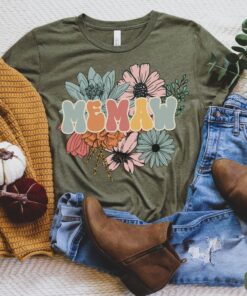 retro floral memaw shirt for grandma funny mothers day gift from grandkids promoted to memaw t shirt nana birthday tee ql0fe