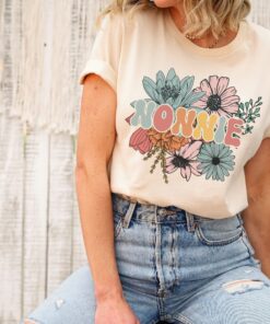 retro floral nonnie shirt for grandma mothers day gift new nonnie t shirt personalized nonnie reveal announcement waz2k