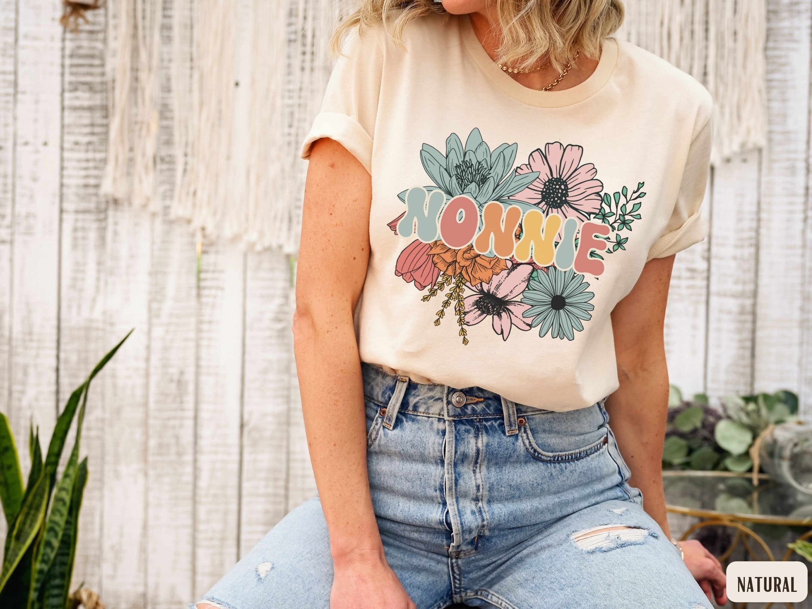 retro floral nonnie shirt for grandma mothers day gift new nonnie t shirt personalized nonnie reveal announcement waz2k scaled