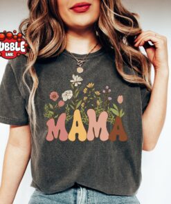 retro flower mama shirt for mothers day wild flowers design cute mom t shirt unique gift for mom and grandma ffity