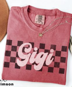 retro gigi shirt for grandma mothers day gift new nana announcement granny nonny mimi shirt with checkerboard design u1ay9