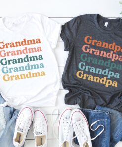 retro grandpa and grandma shirts funny family matching shirts baby announcement grandparents couple shirts for newborns hicn8