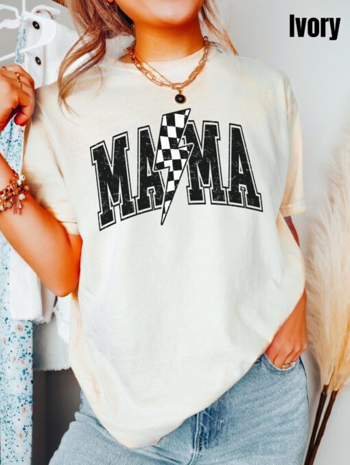 retro lightning bolt mama shirt distressed checkered tee trendy mom t shirt perfect for mothers day gifts 0o5hs scaled