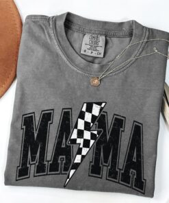 retro lightning bolt mama shirt distressed checkered tee trendy mom t shirt perfect for mothers day gifts qetxa