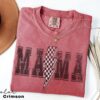 Retro Lightning Bolt Mama Shirt Vintage 90s Style Tee Trendy Mom Life T-Shirt Checkered Design for Moms