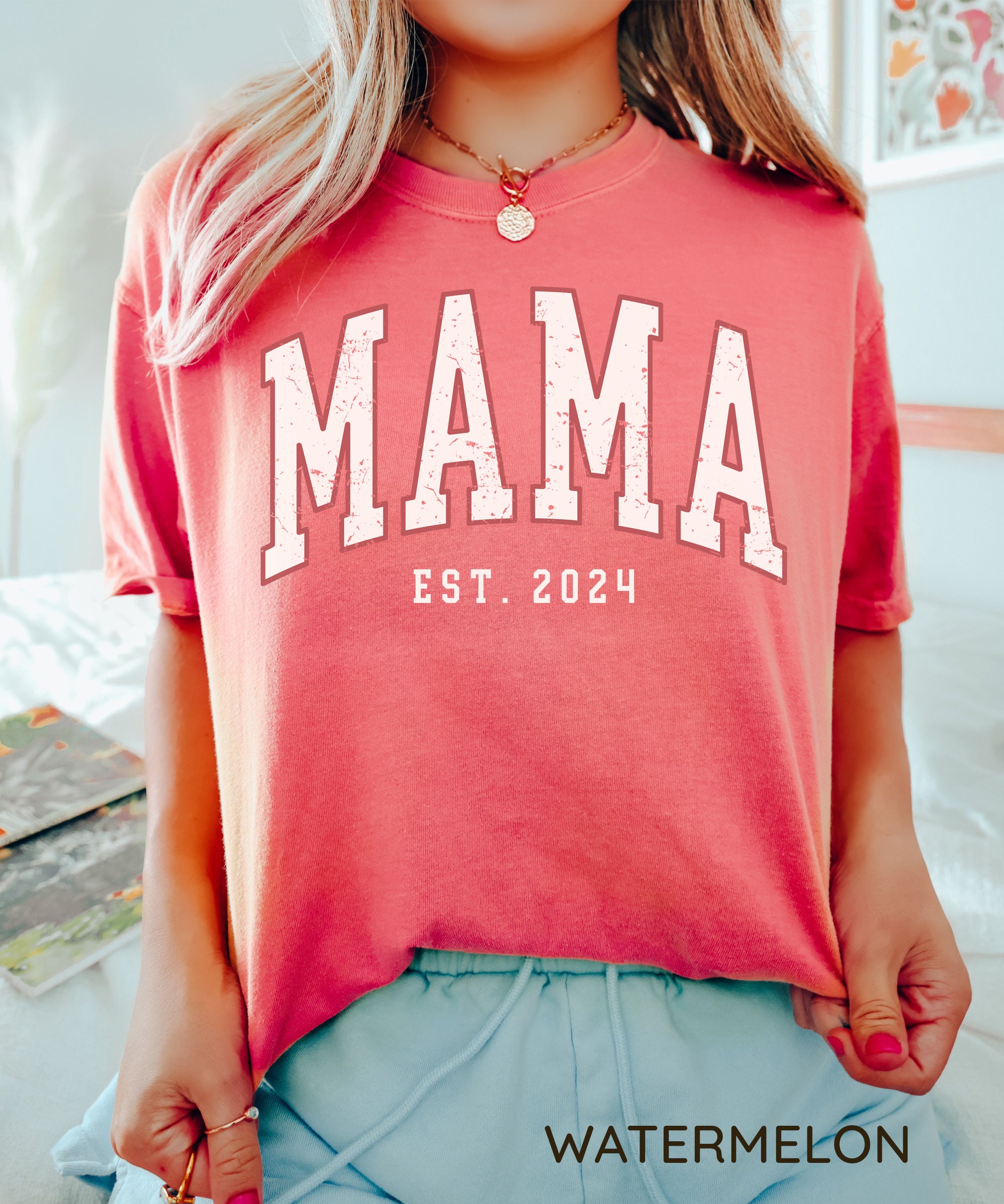 retro mama est 2024 shirt oversized t shirt cute mom life tee funny mothers day gift for new moms best mom shirts ghtci