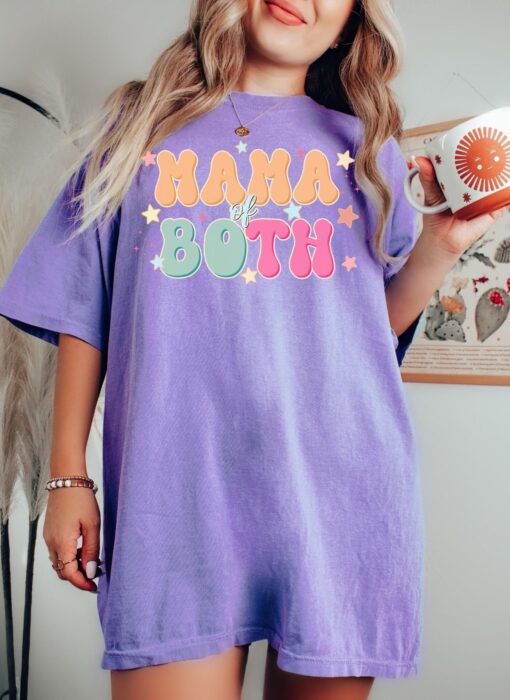 retro mama of both shirt for twin moms cute mom life shirt mothers day gift best mom ever tee vqdvd