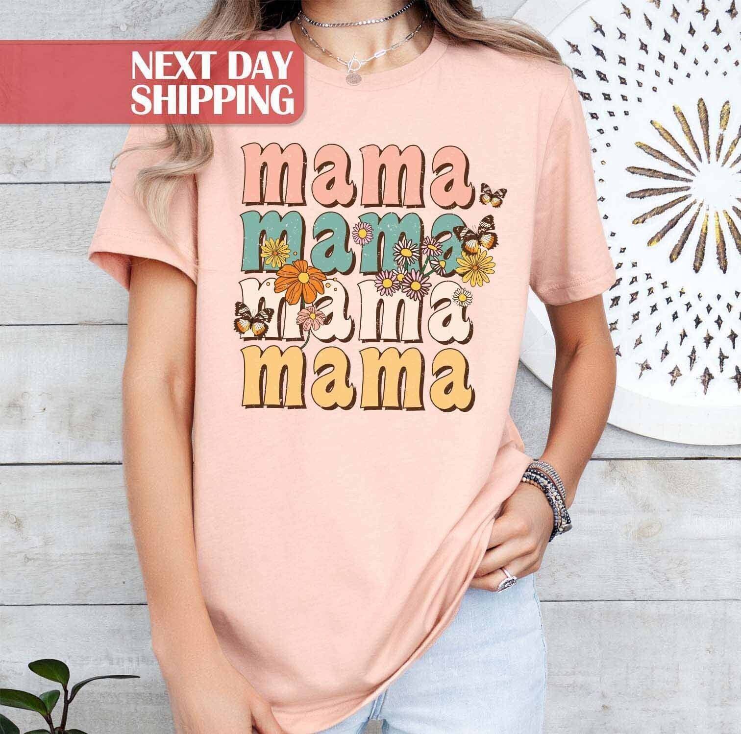 retro mama shirt floral graphic tee cute mom t shirt boho style for moms vintage mom life apparel qkmmz