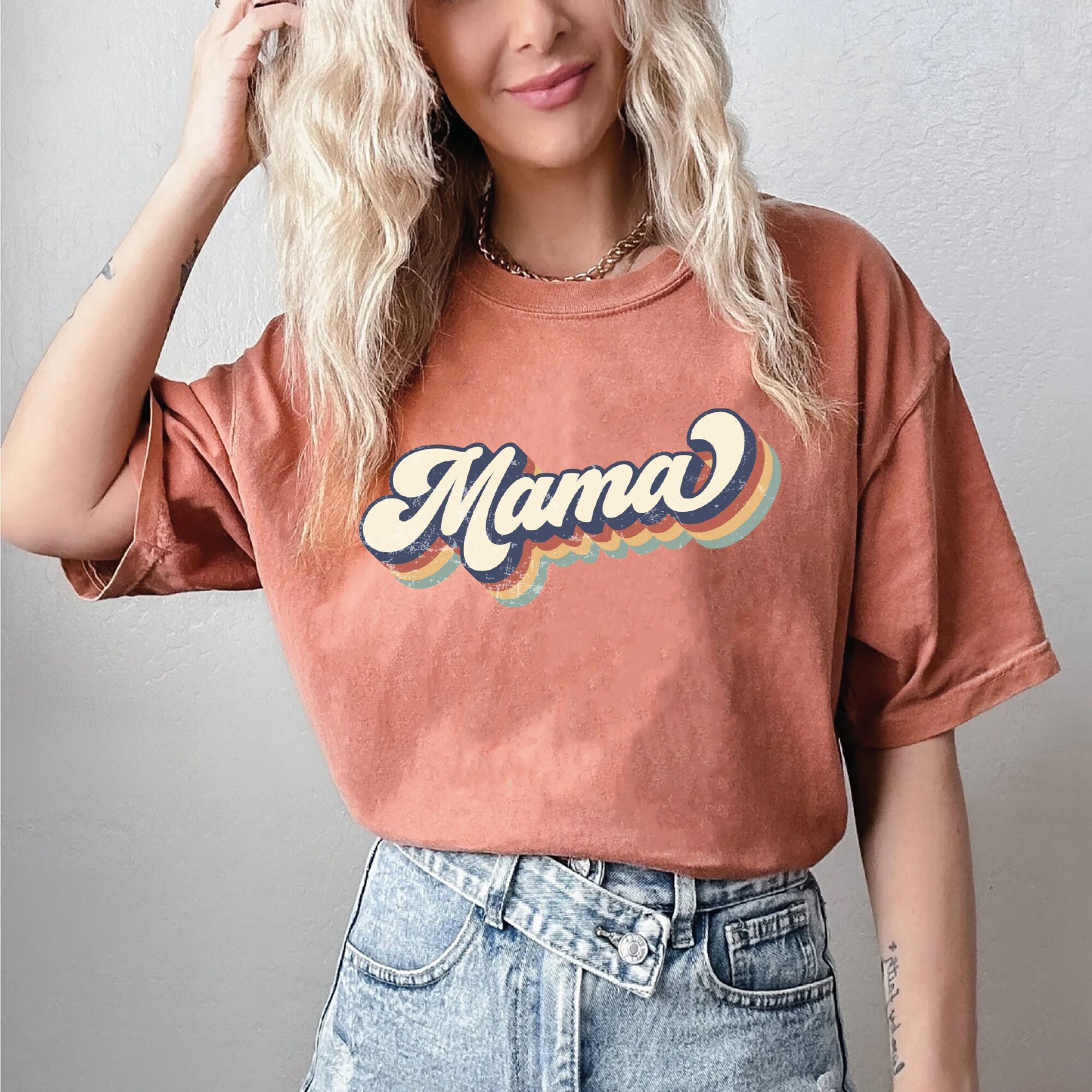 retro mama shirt for mothers day birthday gifts funny mom t shirt personalized gift from daughter baby shower gvtpz