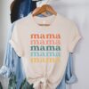 Retro Mama Shirt Groovy Mom Tee Vintage Mommy T-Shirt Cute Mama Gifts for Moms Unique Stacked Mama Design