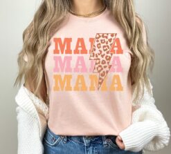 retro mama shirt with lightning bolt and leopard print cute mom tee for new moms and moms to be tpy67