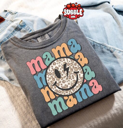 retro mama shirt with smiley face and wild flowers for mothers day best mom ever shirt personalized gifts for mom and grandma 1frna