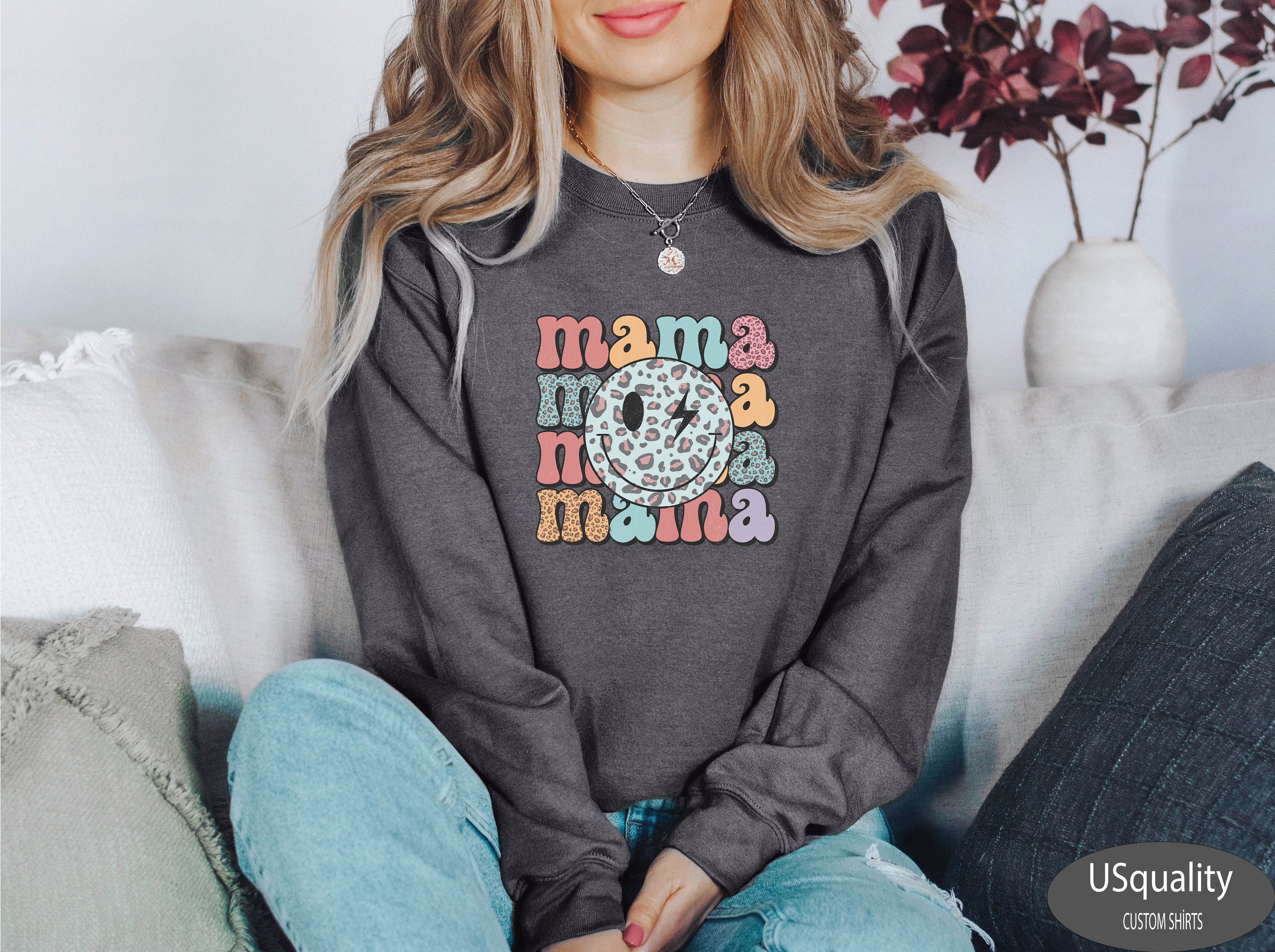 retro mama shirt with smiley face for mothers day pregnancy announcement cute mom t shirt unique gift for moms 1uv1u scaled