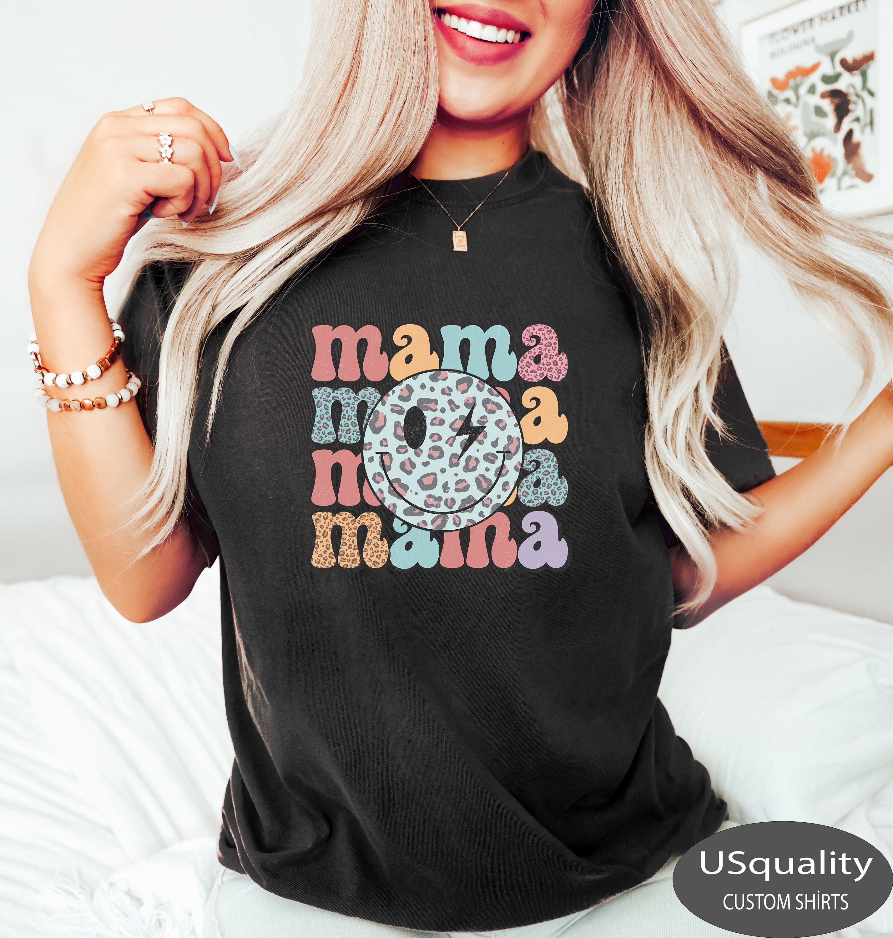 retro mama shirt with smiley face for mothers day pregnancy announcement cute mom t shirt unique gift for moms dj7ym scaled