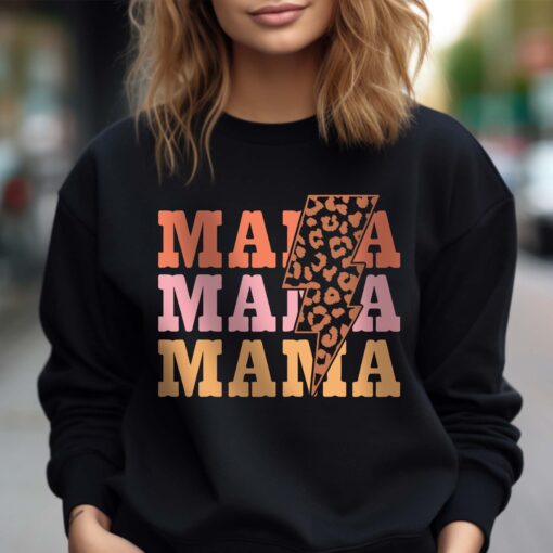 retro mama sweatshirt with lightning bolt and leopard print for mom life cute mom hoodie ideal for mothers day gifts uuhnm