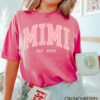 retro mimi established 2024 shirt cute new grandma t shirt pregnancy reveal mothers day gift for mimi varsity tee i6q2h