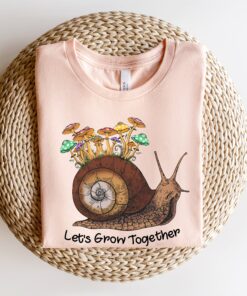 retro mushroom shirt for women boho floral tee lets grow together graphic t shirt hippie style fashion top pmzx8