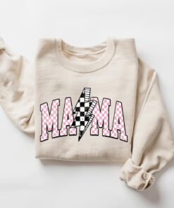 retro pink mama shirt with lightning bolt design trendy sweatshirt for mothers day gifts and mom life apparel 6b25z