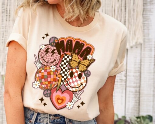 retro smiley mama shirt funny mom life tee for mothers day cute mom t shirt unique gift for moms and mamas qzf3o