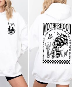 rocking mom hoodie for motherhood fans funny mom life shirt skeleton design unique gifts for moms jrv91