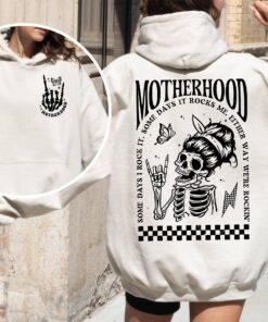 rocking mom hoodie for motherhood fans funny mom life shirt skeleton design unique gifts for moms ya4tf