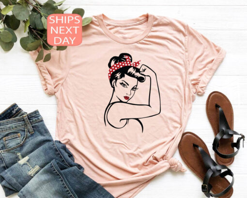 rosie the riveter womens t shirt strong women motivational tee feminist shirt we can do it american apparel ldpv6