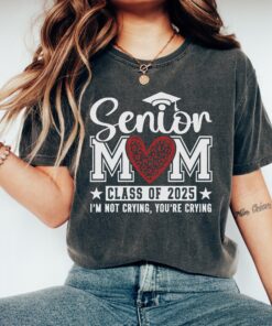 senior mom 2025 shirt with leopard heart design funny graduation party t shirt best senior mom gifts ezwi1