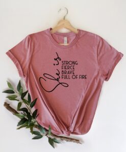 she is fierce strong brave t shirt for women empowerment strong mom shirt girl power apparel ibesr