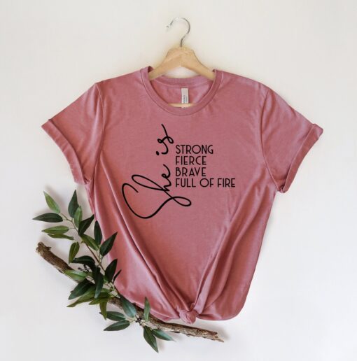 she is fierce strong brave t shirt for women empowerment strong mom shirt girl power apparel ibesr scaled